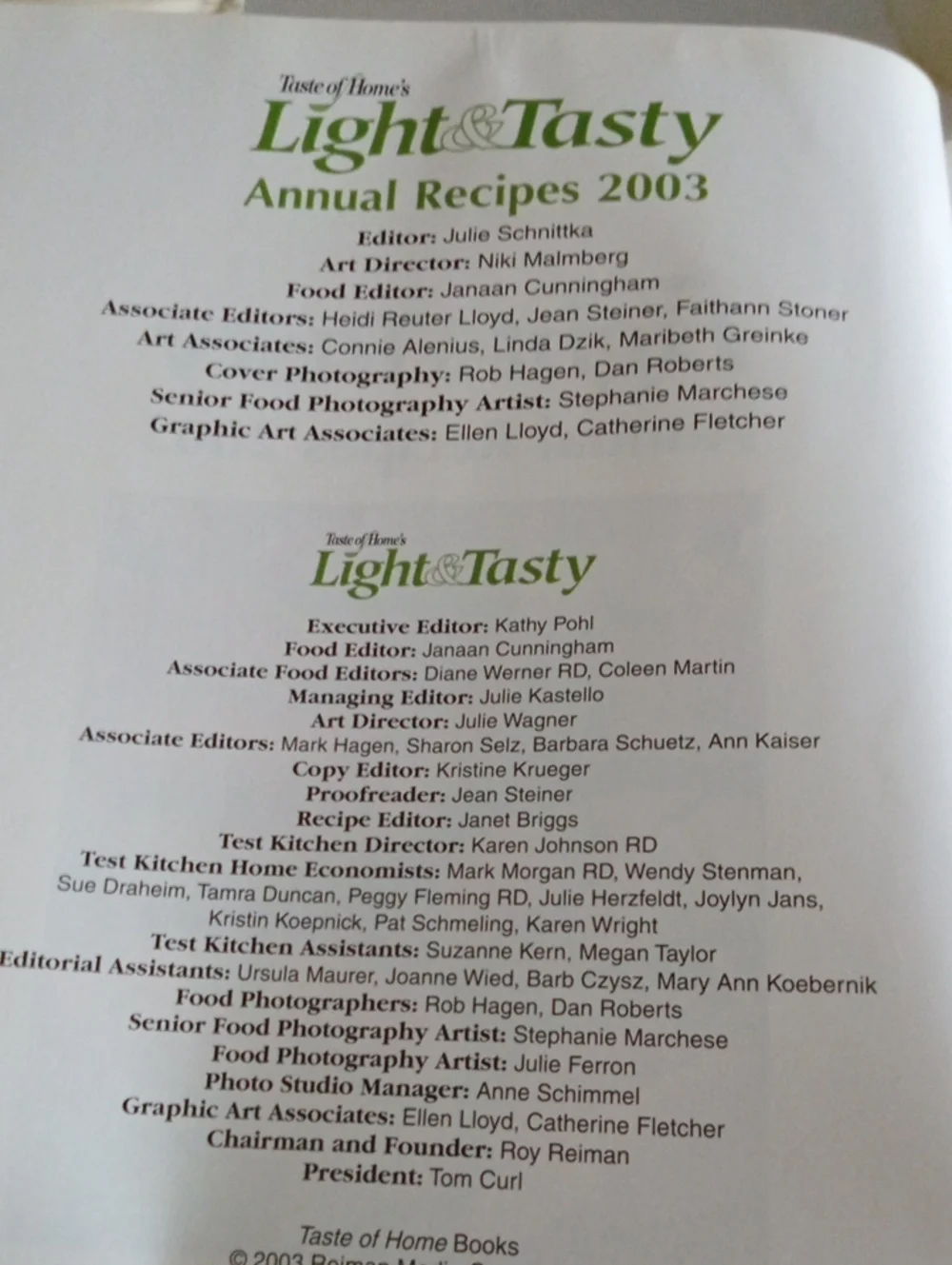 Taste of Home's Light & Tasty Annual Recipes 2003